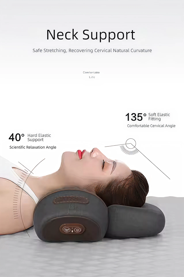 3-in-1 Neck Massager Pillow with Heat, Vibration & Cervical Traction