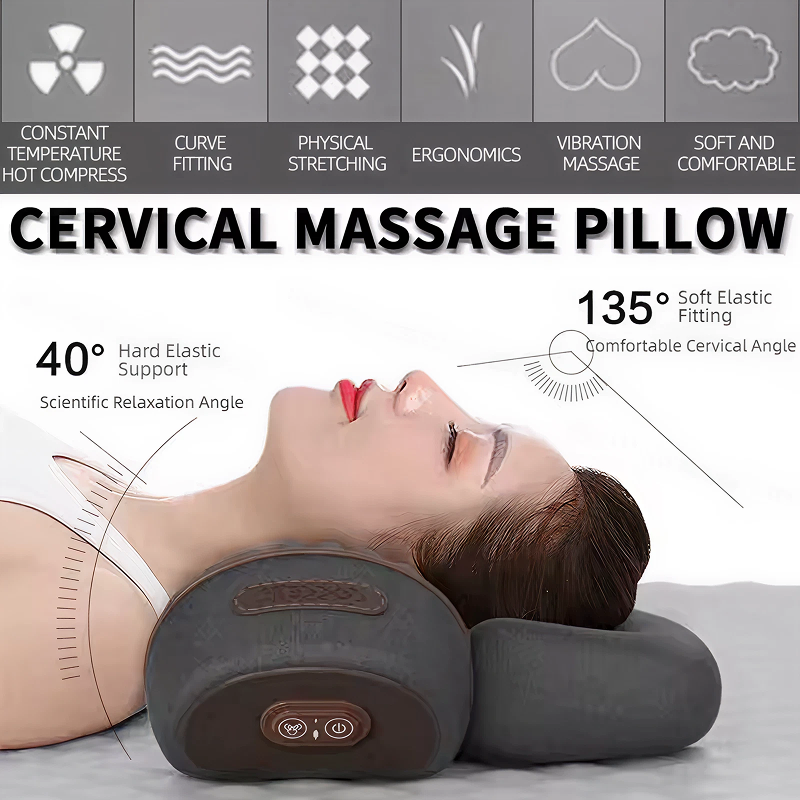 3-in-1 Neck Massager Pillow with Heat, Vibration & Cervical Traction