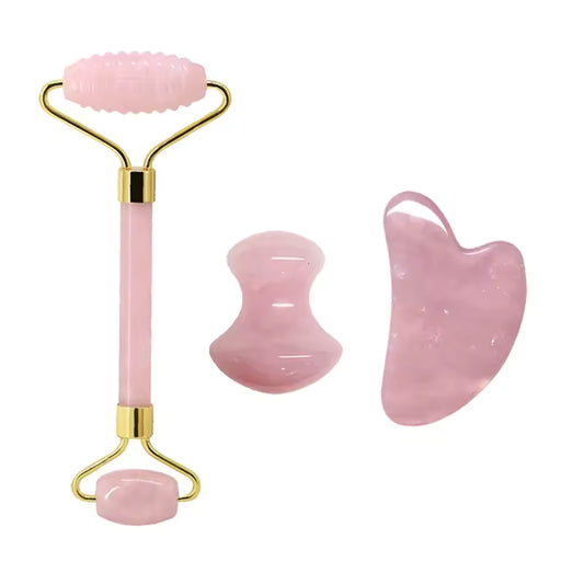 Rose Quartz Face Roller & Gua Sha Set
