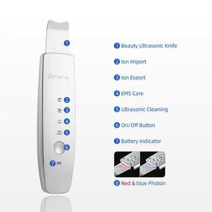 6 in 1 EMS Ultrasonic Skin Scrubber & LED Facial Massager