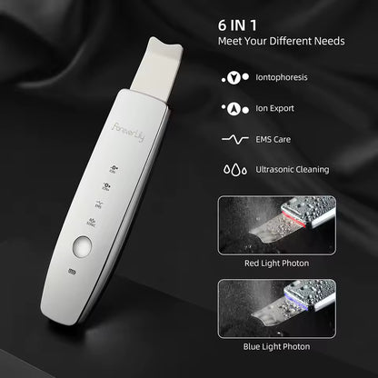 6 in 1 EMS Ultrasonic Skin Scrubber & LED Facial Massager