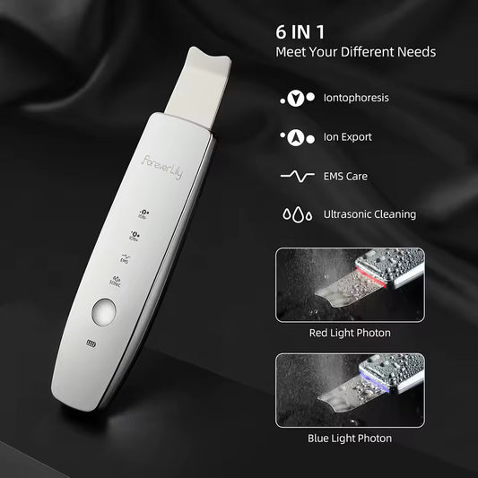 6 in 1 EMS Ultrasonic Skin Scrubber & LED Facial Massager