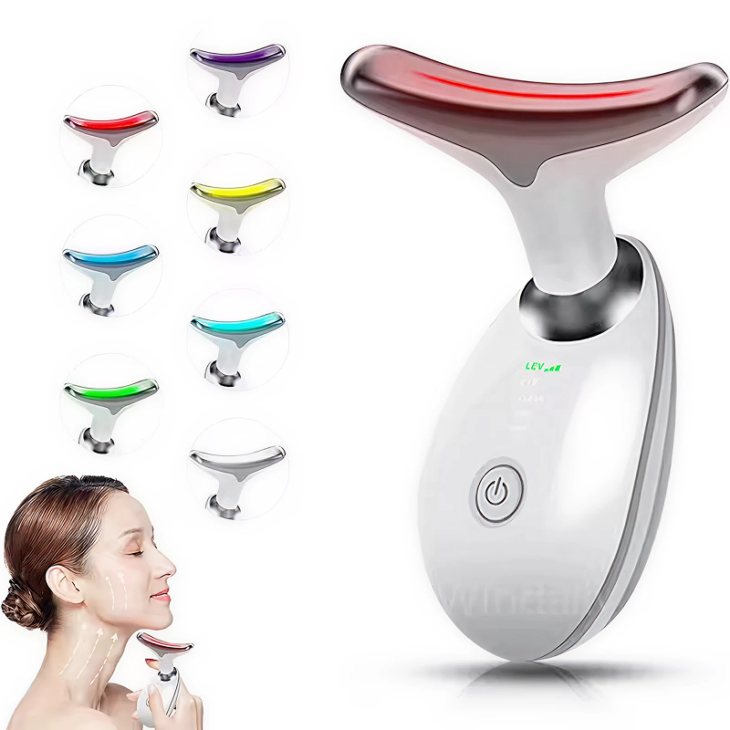 7 Colors LED Neck & Face Lifting Device – Skin Tightening & Wrinkle Remover Massager