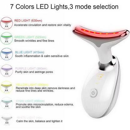 7 Colors LED Neck & Face Lifting Device – Skin Tightening & Wrinkle Remover Massager