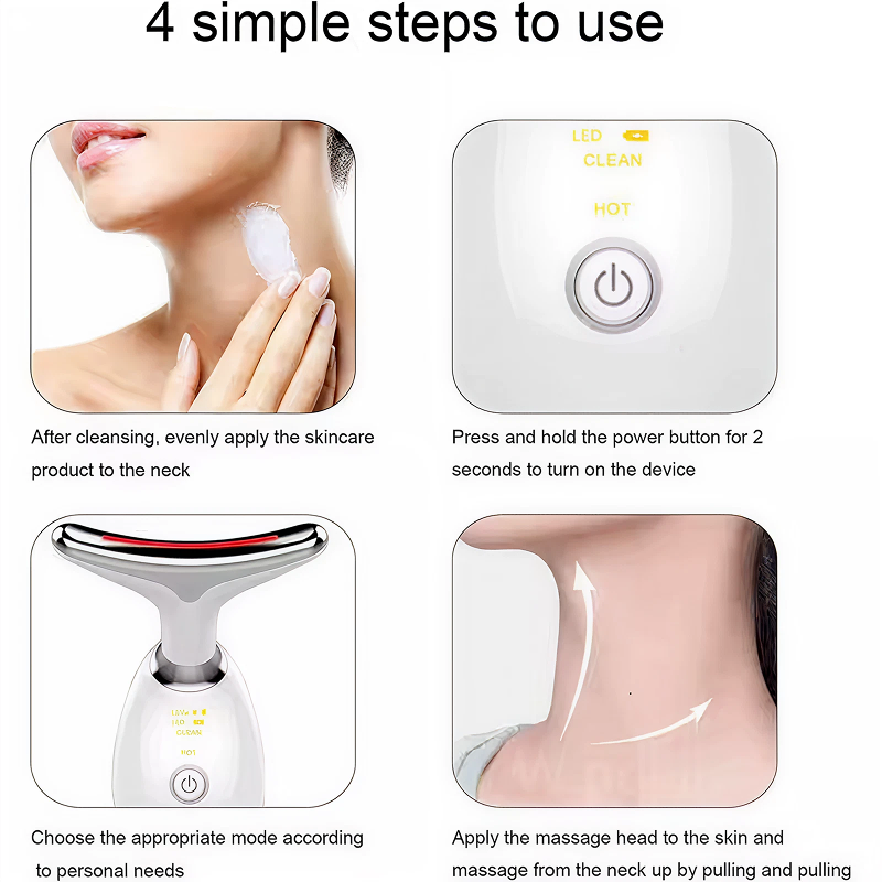 7 Colors LED Neck & Face Lifting Device – Skin Tightening & Wrinkle Remover Massager