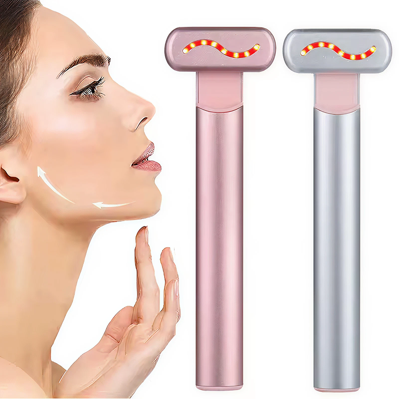 EMS Microcurrent Face & Neck Lifting Massager with Red Light Therapy – Skin Tightening & Anti-Wrinkle Beauty Wand