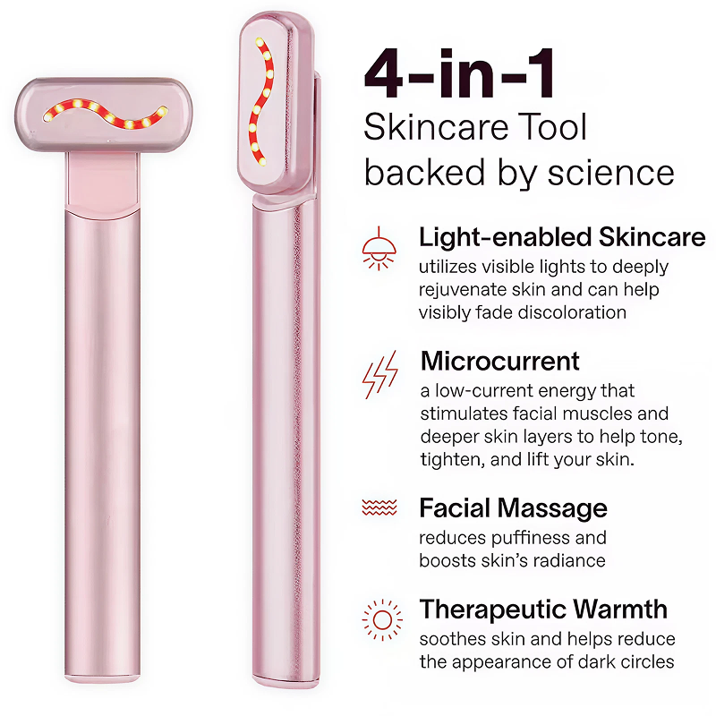EMS Microcurrent Face & Neck Lifting Massager with Red Light Therapy – Skin Tightening & Anti-Wrinkle Beauty Wand