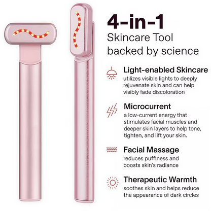 EMS Microcurrent Face & Neck Lifting Massager with Red Light Therapy – Skin Tightening & Anti-Wrinkle Beauty Wand